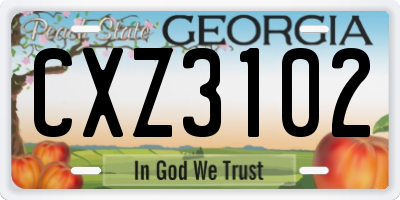 GA license plate CXZ3102