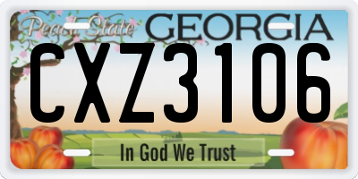 GA license plate CXZ3106