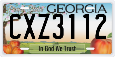 GA license plate CXZ3112