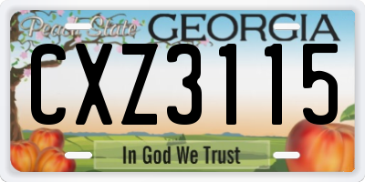 GA license plate CXZ3115