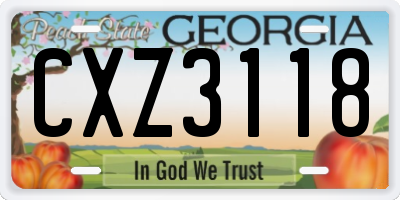 GA license plate CXZ3118