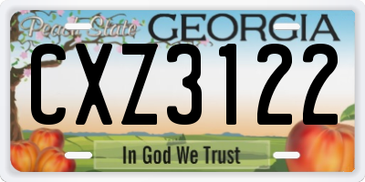 GA license plate CXZ3122