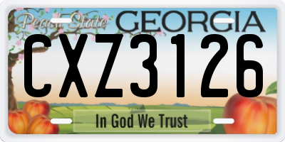 GA license plate CXZ3126