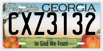 GA license plate CXZ3132