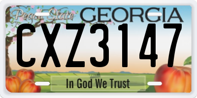 GA license plate CXZ3147