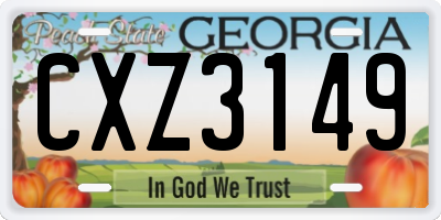 GA license plate CXZ3149