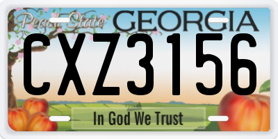GA license plate CXZ3156