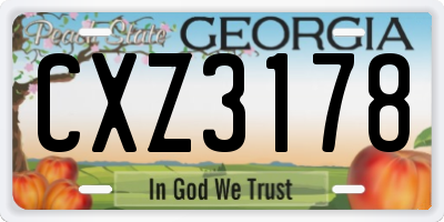 GA license plate CXZ3178