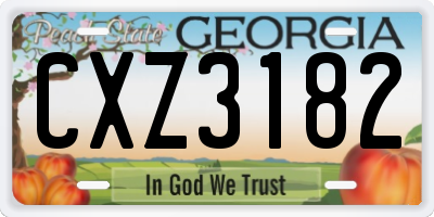 GA license plate CXZ3182