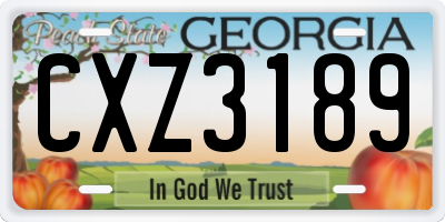 GA license plate CXZ3189