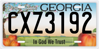 GA license plate CXZ3192