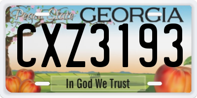 GA license plate CXZ3193