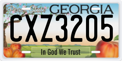 GA license plate CXZ3205