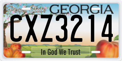 GA license plate CXZ3214