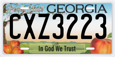 GA license plate CXZ3223