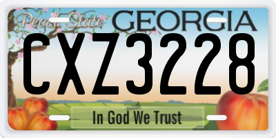 GA license plate CXZ3228