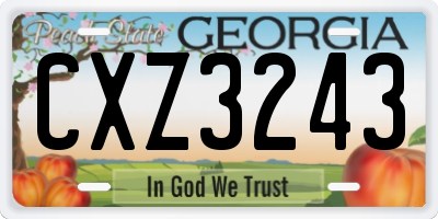 GA license plate CXZ3243