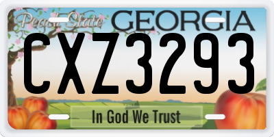 GA license plate CXZ3293