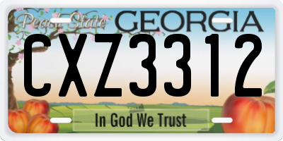 GA license plate CXZ3312