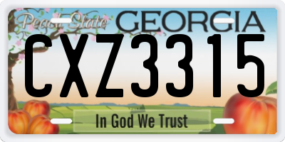 GA license plate CXZ3315