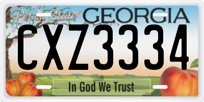 GA license plate CXZ3334