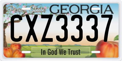 GA license plate CXZ3337