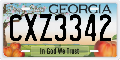 GA license plate CXZ3342