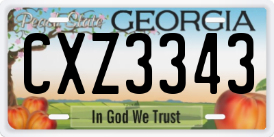 GA license plate CXZ3343