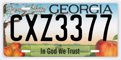 GA license plate CXZ3377