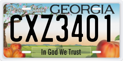 GA license plate CXZ3401