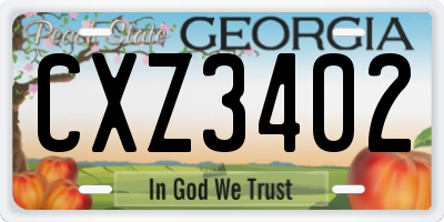 GA license plate CXZ3402