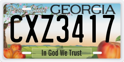 GA license plate CXZ3417