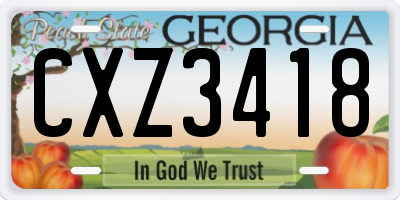 GA license plate CXZ3418