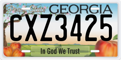 GA license plate CXZ3425