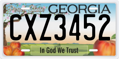 GA license plate CXZ3452