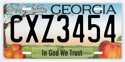 GA license plate CXZ3454