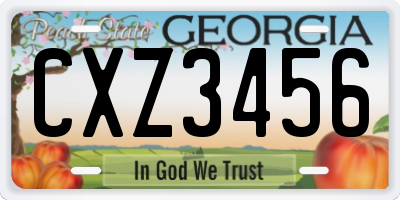 GA license plate CXZ3456
