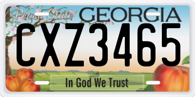 GA license plate CXZ3465