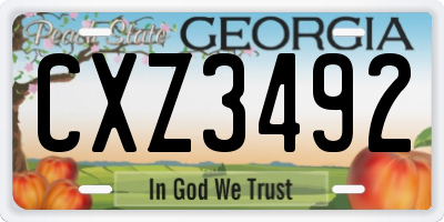 GA license plate CXZ3492