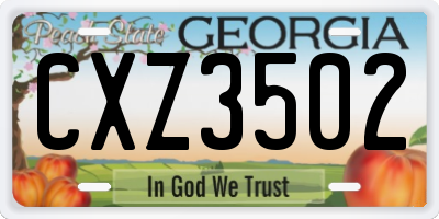 GA license plate CXZ3502