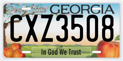 GA license plate CXZ3508