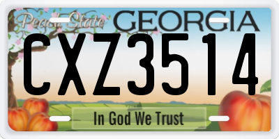 GA license plate CXZ3514