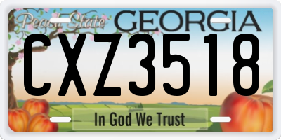 GA license plate CXZ3518