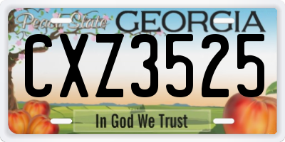 GA license plate CXZ3525