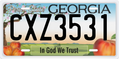 GA license plate CXZ3531