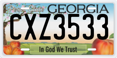 GA license plate CXZ3533