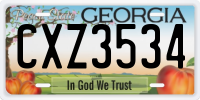 GA license plate CXZ3534