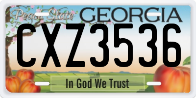 GA license plate CXZ3536