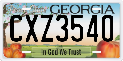 GA license plate CXZ3540