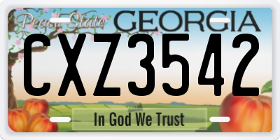 GA license plate CXZ3542